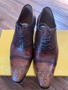 Brown lizard skin Leather Brogue Oxford Shoes